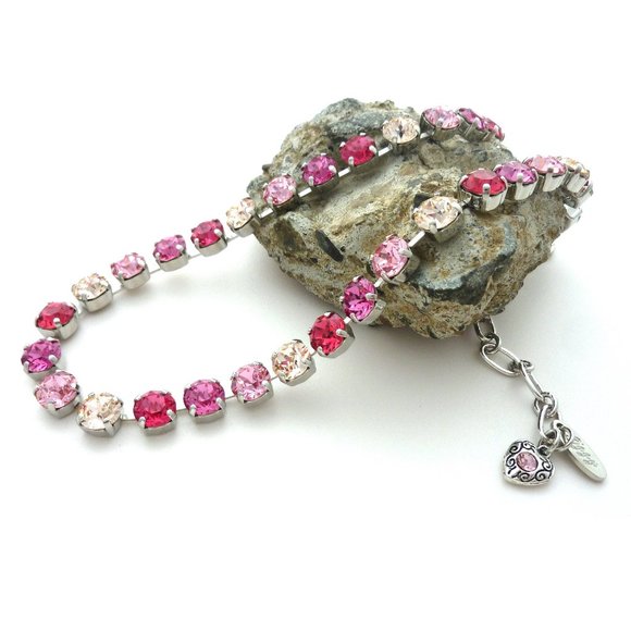 Swarovski Crystal 8mm Pink Ombre Tennis Necklace, Assorted Finish Options - Picture 4 of 5